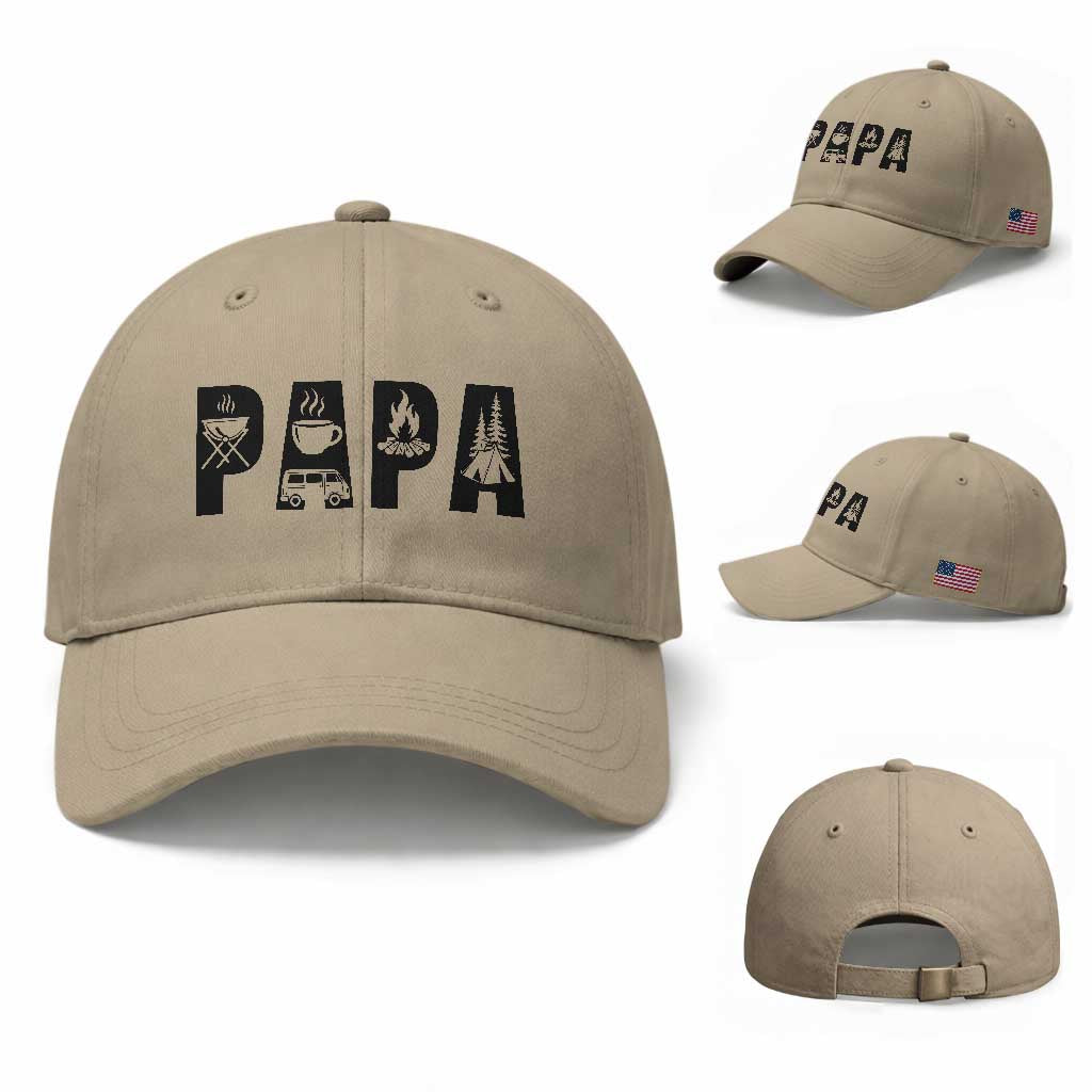 Camping Papa Baseball Cap Camper Dad Fathers Day Gift