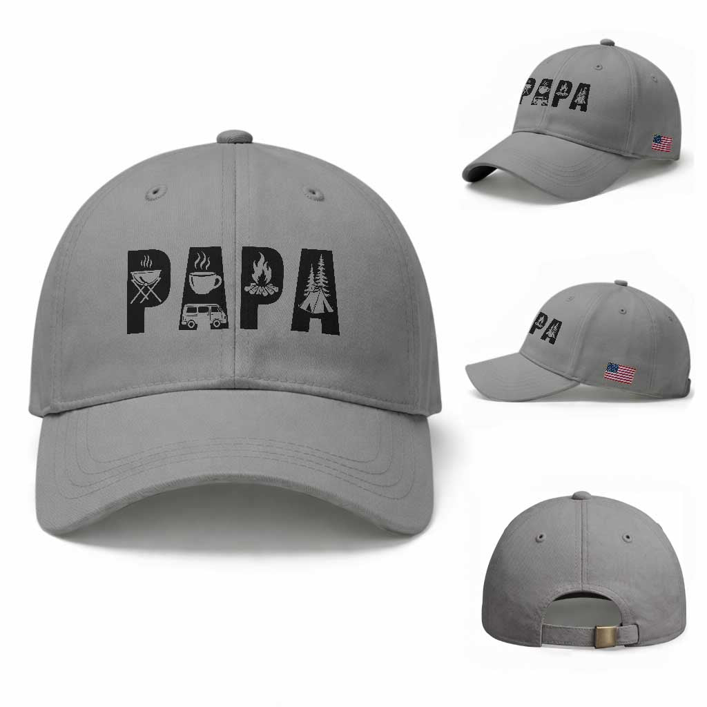 Camping Papa Baseball Cap Camper Dad Fathers Day Gift