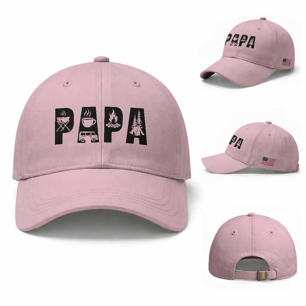 Camping Papa Baseball Cap Camper Dad Fathers Day Gift