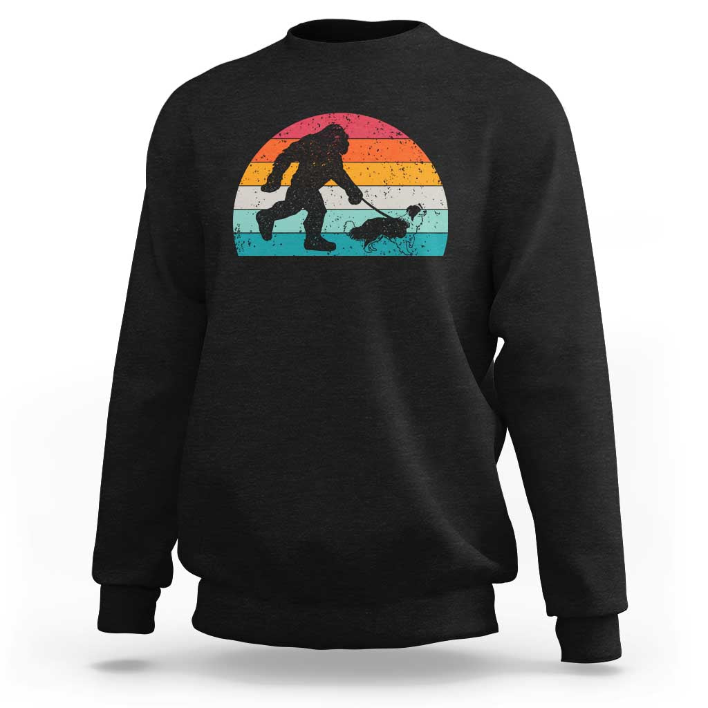 Funny Bigfoot Walking Border Collie Dog Sweatshirt Vintage Dog Lover Gift