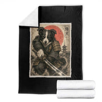 Japanese Border Collie Samurai Warrior Throw Blanket Vintage Ukiyoe Dog Lover
