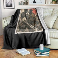 Japanese Border Collie Samurai Warrior Throw Blanket Vintage Ukiyoe Dog Lover