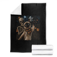 Funny Skeleton Selfie Siamese Cat Throw Blanket Halloween Spooky Cat Lover Gift