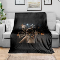 Funny Skeleton Selfie Siamese Cat Throw Blanket Halloween Spooky Cat Lover Gift