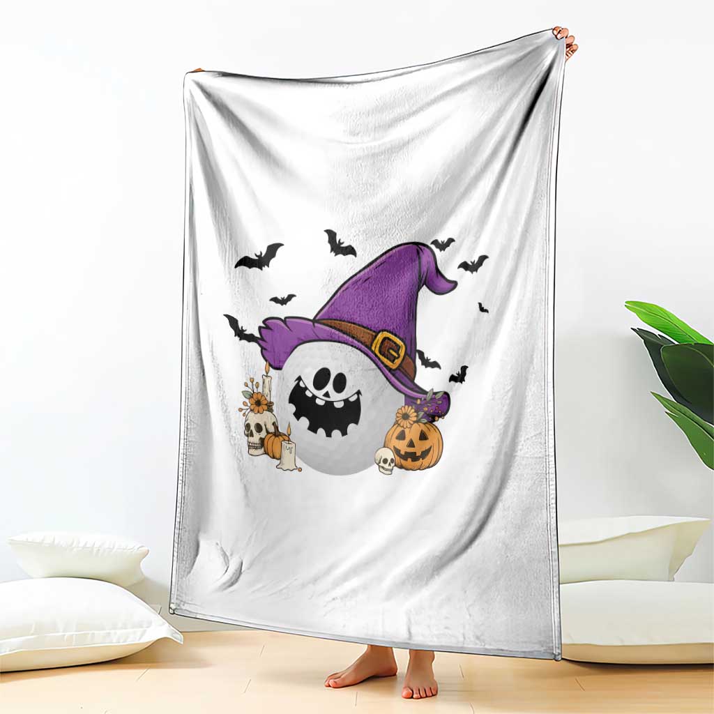 Halloween Golfer Gift Throw Blanket Creepy Golf Ball With Witch Hat - Wonder Print Shop