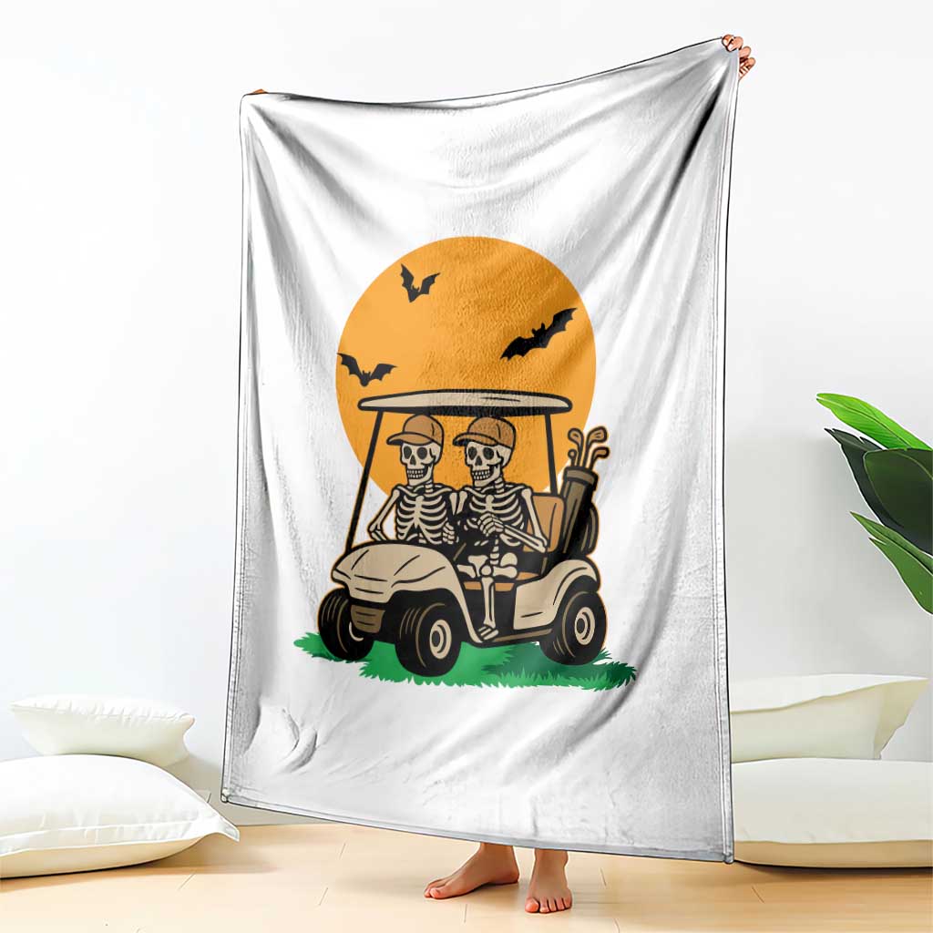 Funny Halloween Gift Throw Blanket Skeleton Driving Golf Cart - Wonder Print Shop