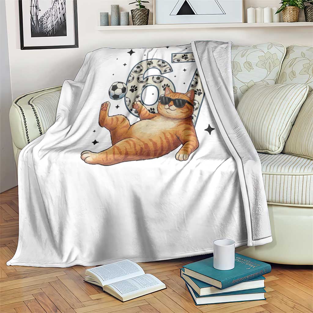Funny Cat Playing Soccer Throw Blanket Six Seven Meme