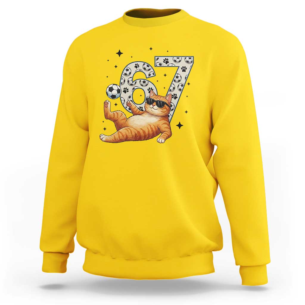 Funny Cat Playing Soccer Sweatshirt Six Seven Meme