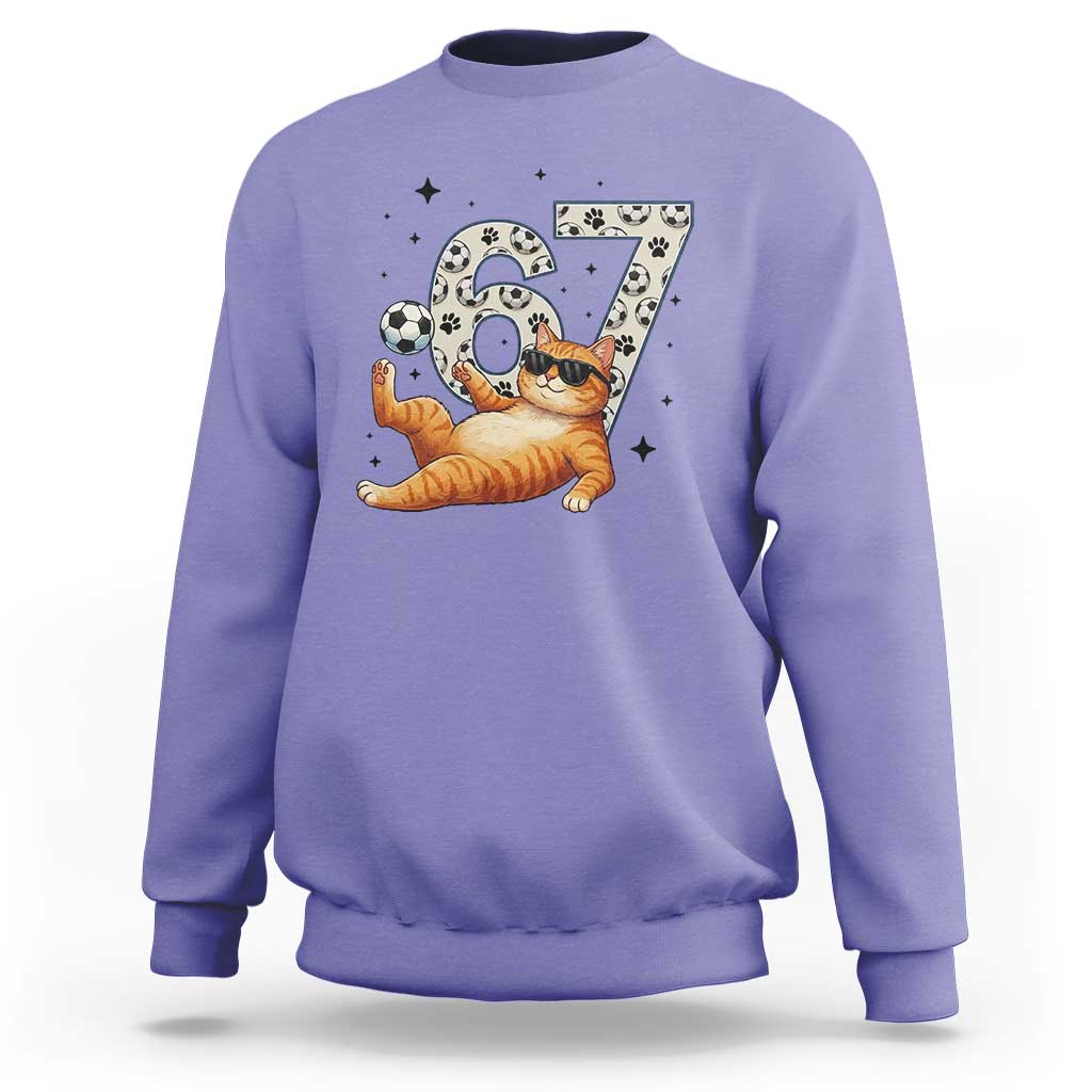 Funny Cat Playing Soccer Sweatshirt Six Seven Meme