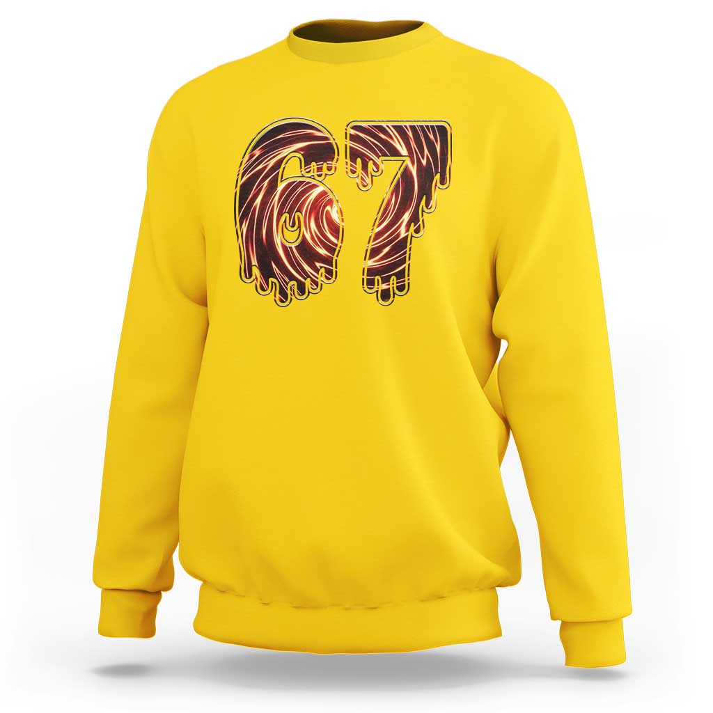 Fire Swirl Effect Printed Sweatshirt Six Seven Meme