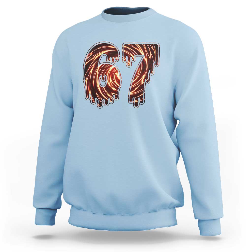 Fire Swirl Effect Printed Sweatshirt Six Seven Meme