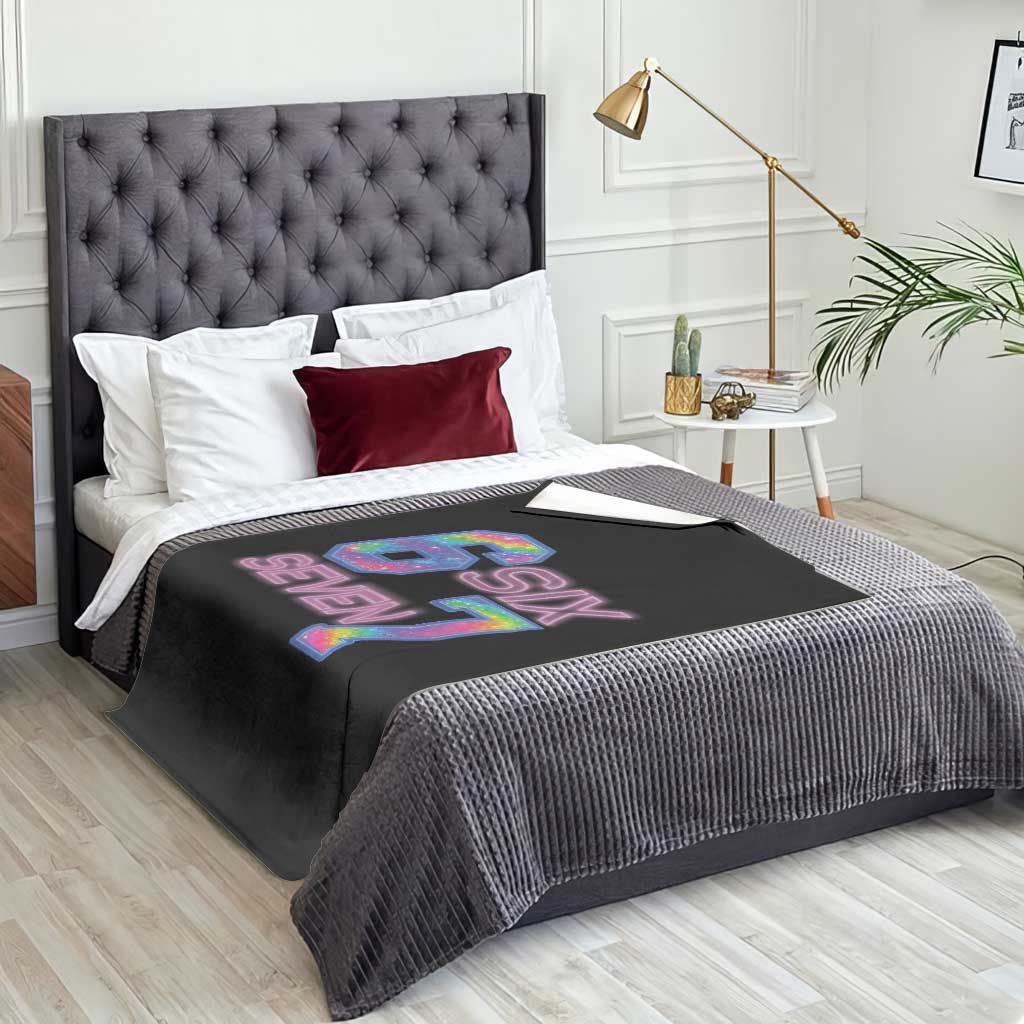 Colorful Neon Light Effect Throw Blanket Six Seven Meme