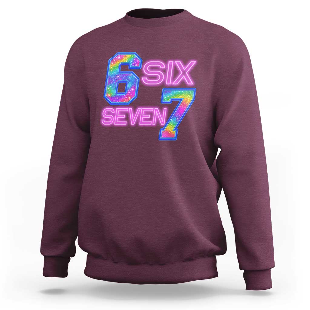 Colorful Neon Light Effect Sweatshirt Six Seven Meme
