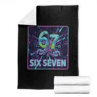 Funny Six Seven Meme Throw Blanket Cyberpunk Neon Style