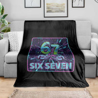 Funny Six Seven Meme Throw Blanket Cyberpunk Neon Style