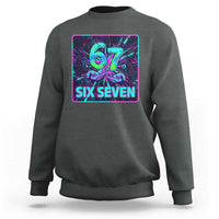 Funny Six Seven Meme Sweatshirt Cyberpunk Neon Style