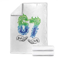 Green Fire Flame Six Seven Throw Blanket Trendy Meme Gift
