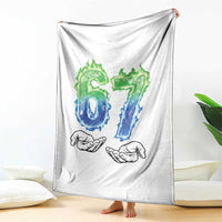Green Fire Flame Six Seven Throw Blanket Trendy Meme Gift