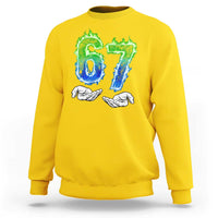 Green Fire Flame Six Seven Sweatshirt Trendy Meme Gift