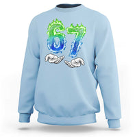 Green Fire Flame Six Seven Sweatshirt Trendy Meme Gift