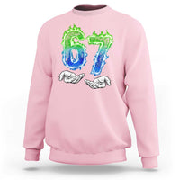 Green Fire Flame Six Seven Sweatshirt Trendy Meme Gift