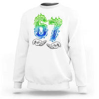 Green Fire Flame Six Seven Sweatshirt Trendy Meme Gift