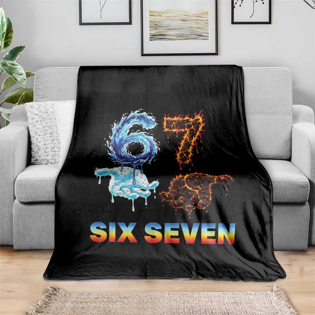 Water Fire Element Six Seven Throw Blanket Trendy Meme Gift