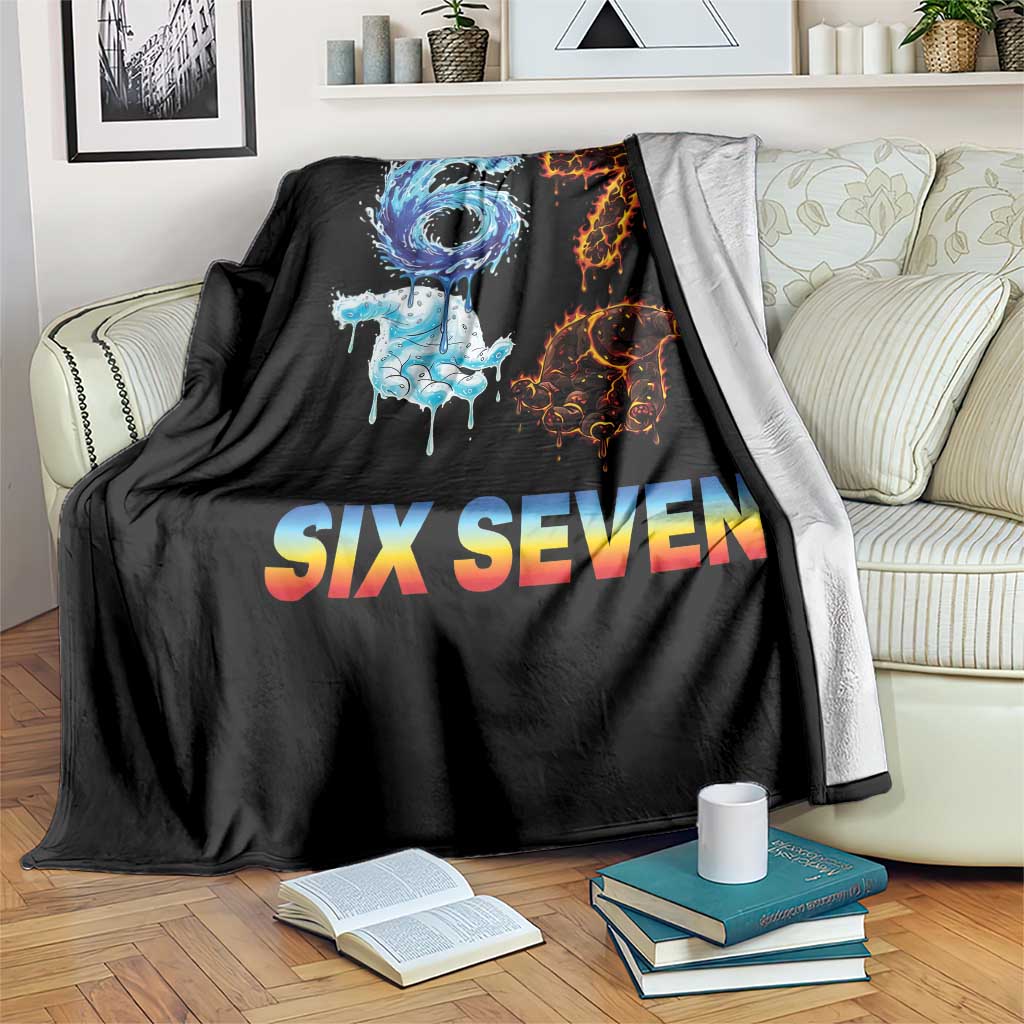 Water Fire Element Six Seven Throw Blanket Trendy Meme Gift