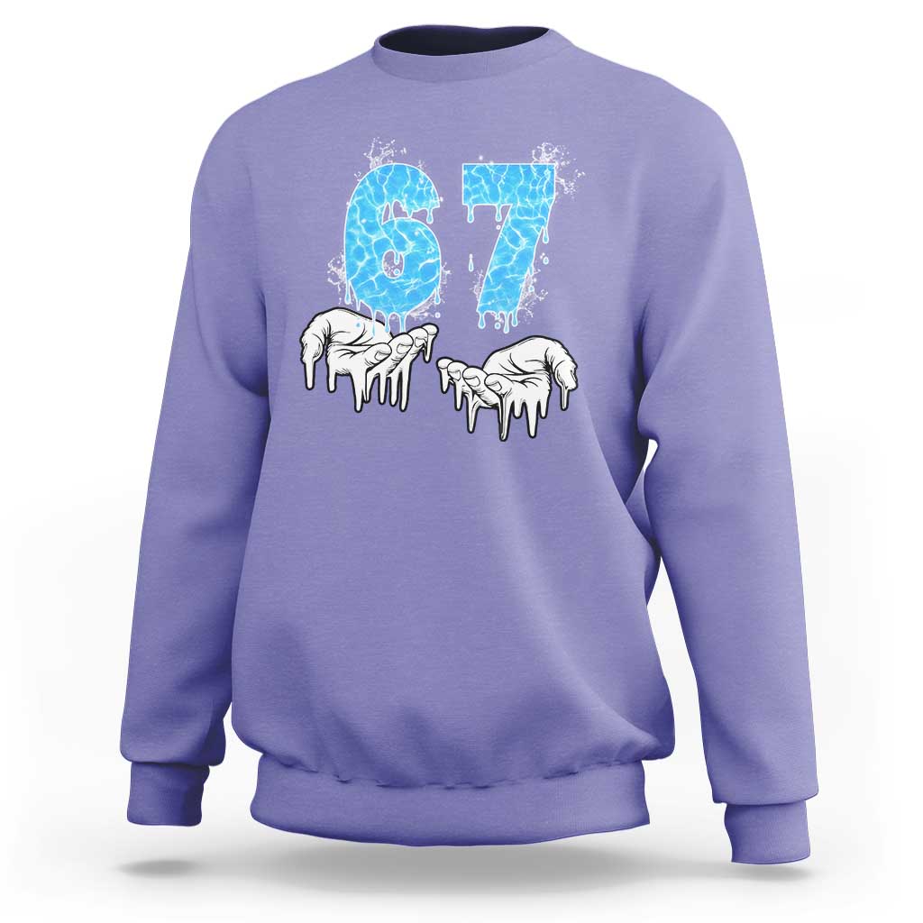 Ocean Water Wave Effect Printed Sweatshirt Six Seven Meme
