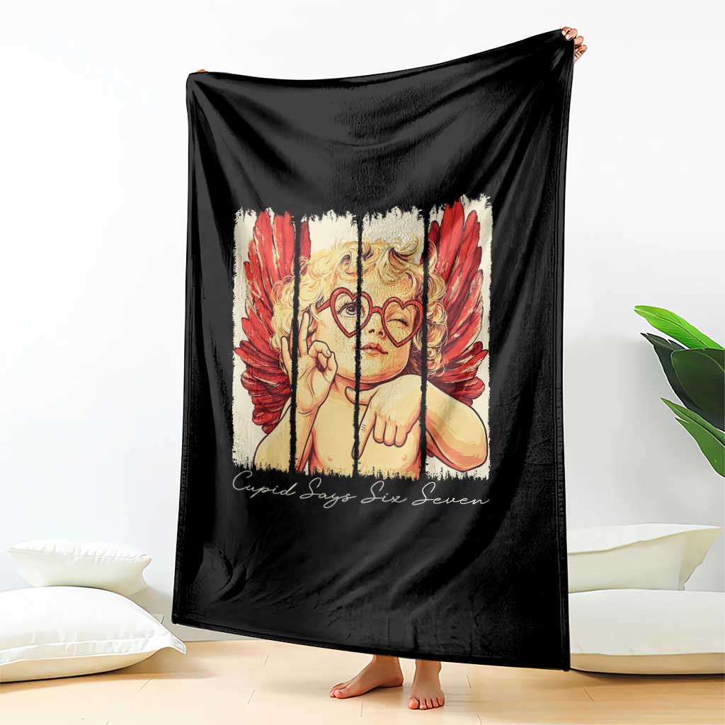 Retro Cupid Says Six Seven Throw Blanket 67 Valentines Day