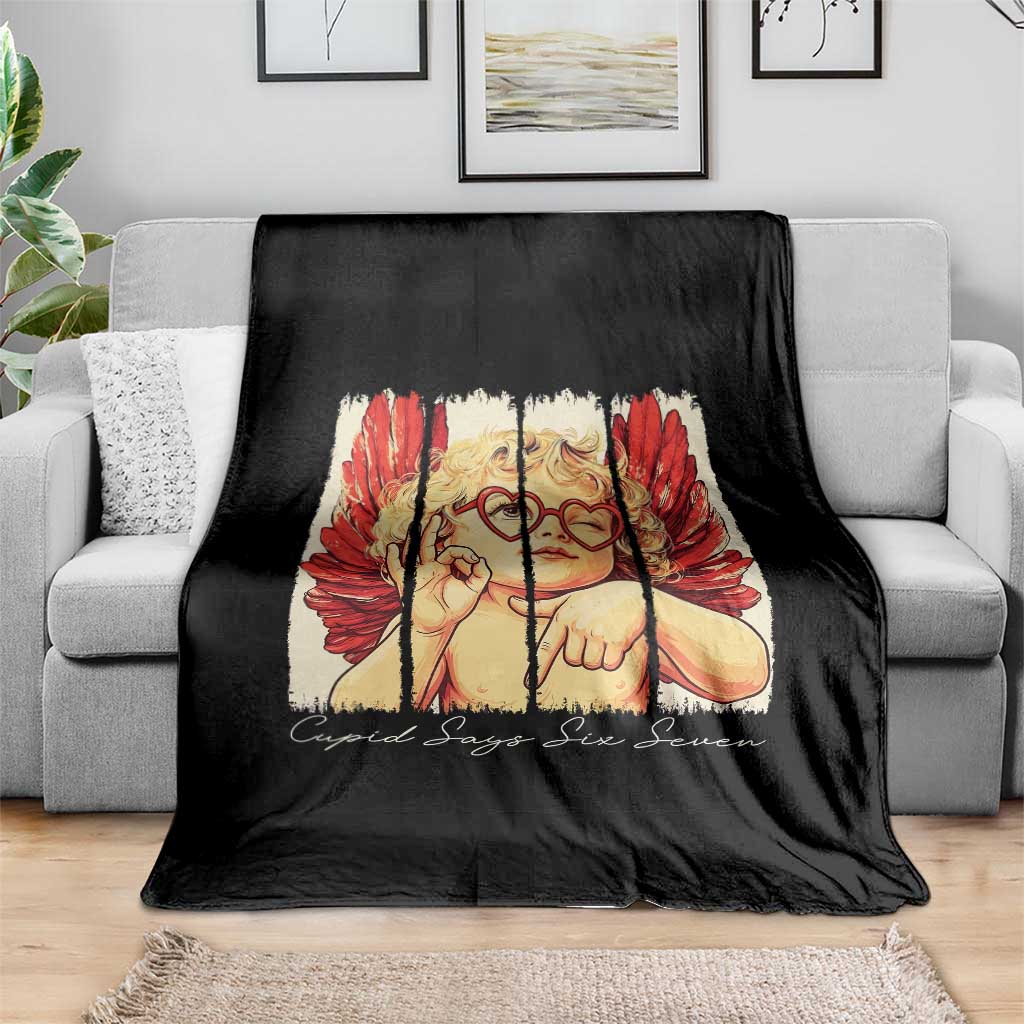 Retro Cupid Says Six Seven Throw Blanket 67 Valentines Day