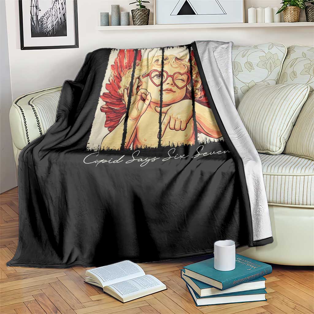 Retro Cupid Says Six Seven Throw Blanket 67 Valentines Day