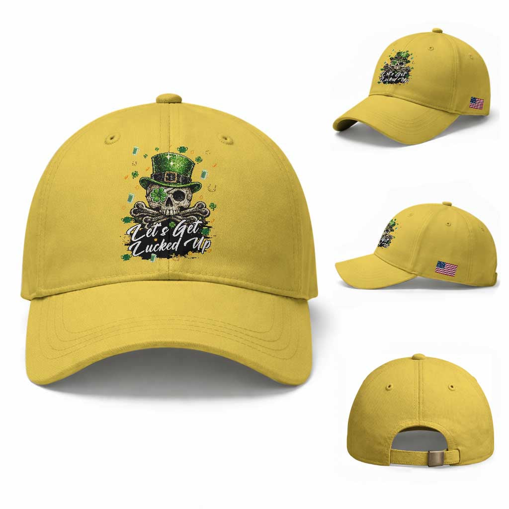 Lets Get Lucked Up Baseball Cap Lucky Skeleton St Patricks Day