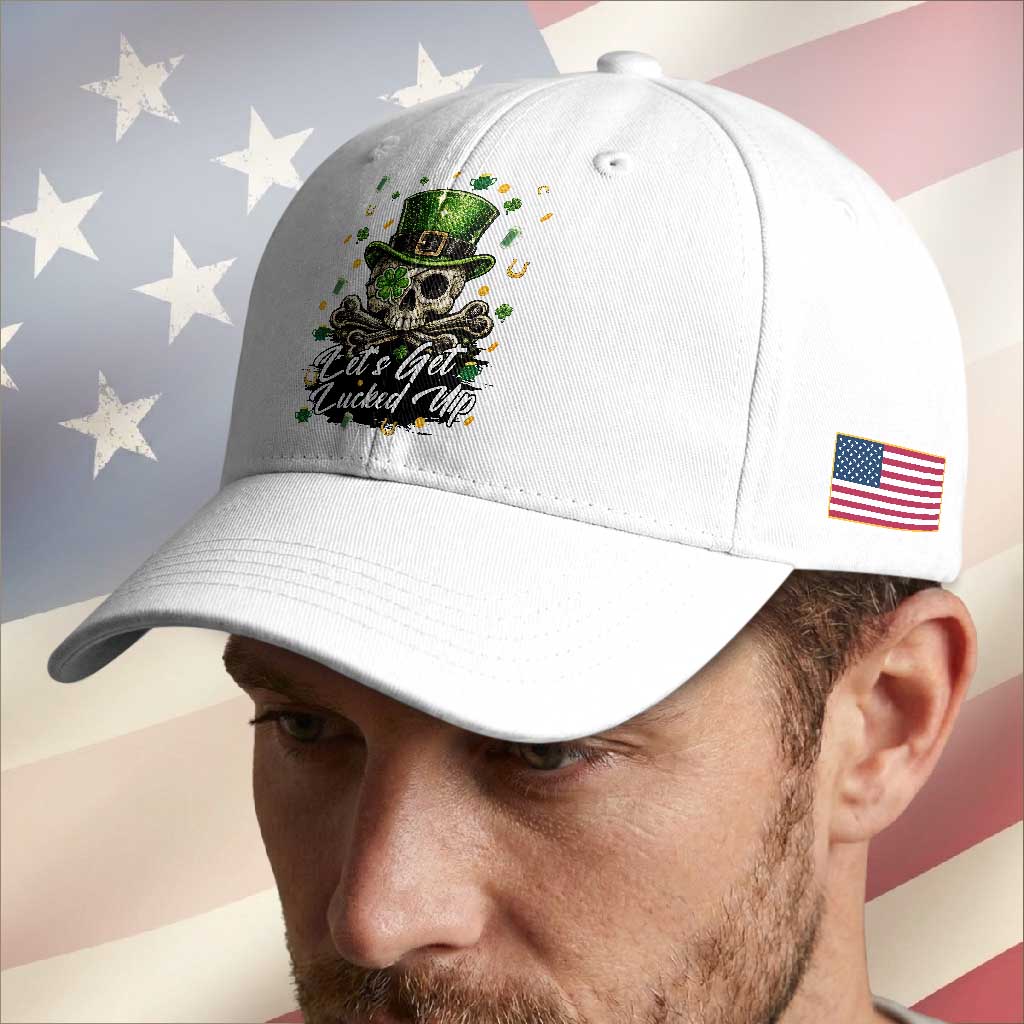 Lets Get Lucked Up Baseball Cap Lucky Skeleton St Patricks Day