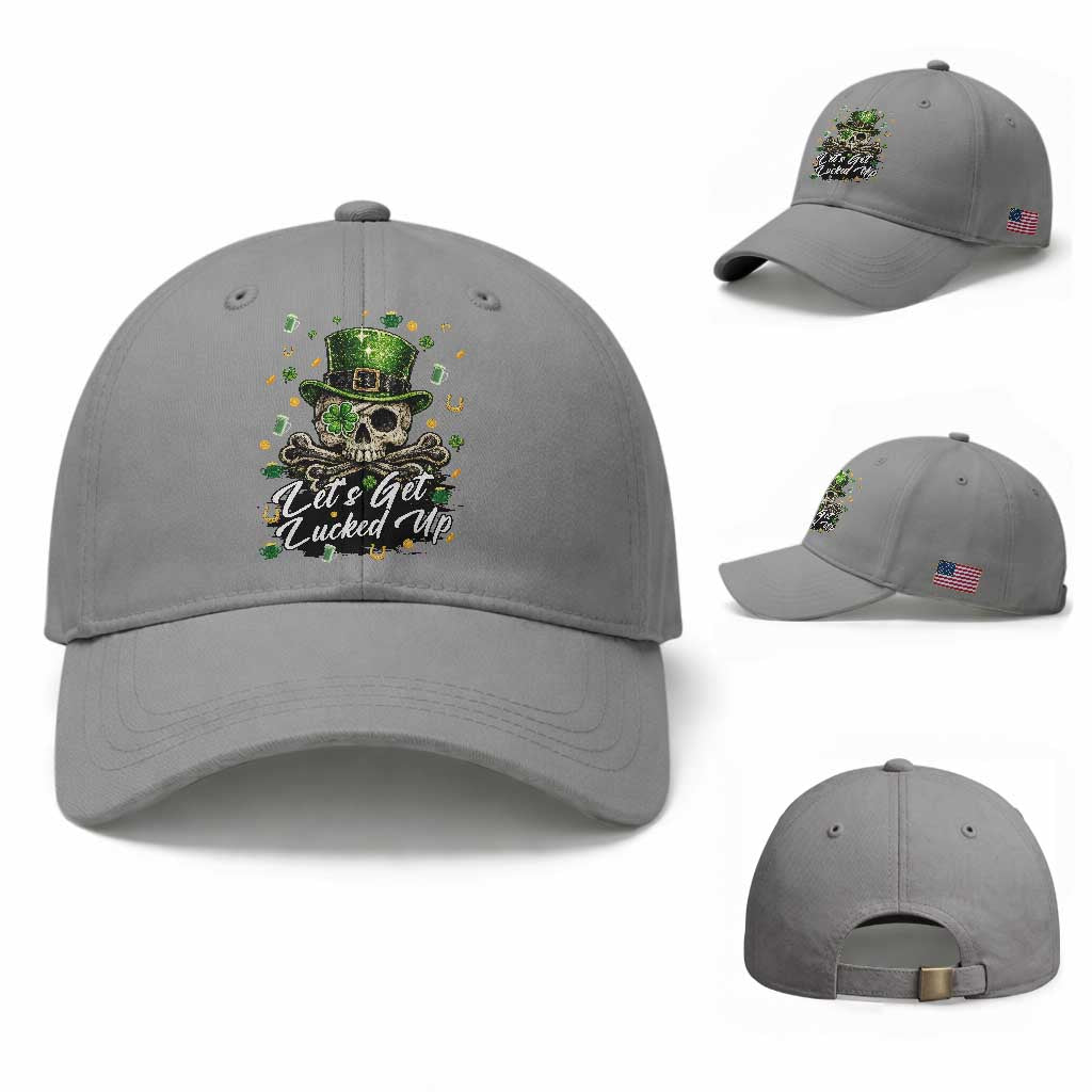Lets Get Lucked Up Baseball Cap Lucky Skeleton St Patricks Day