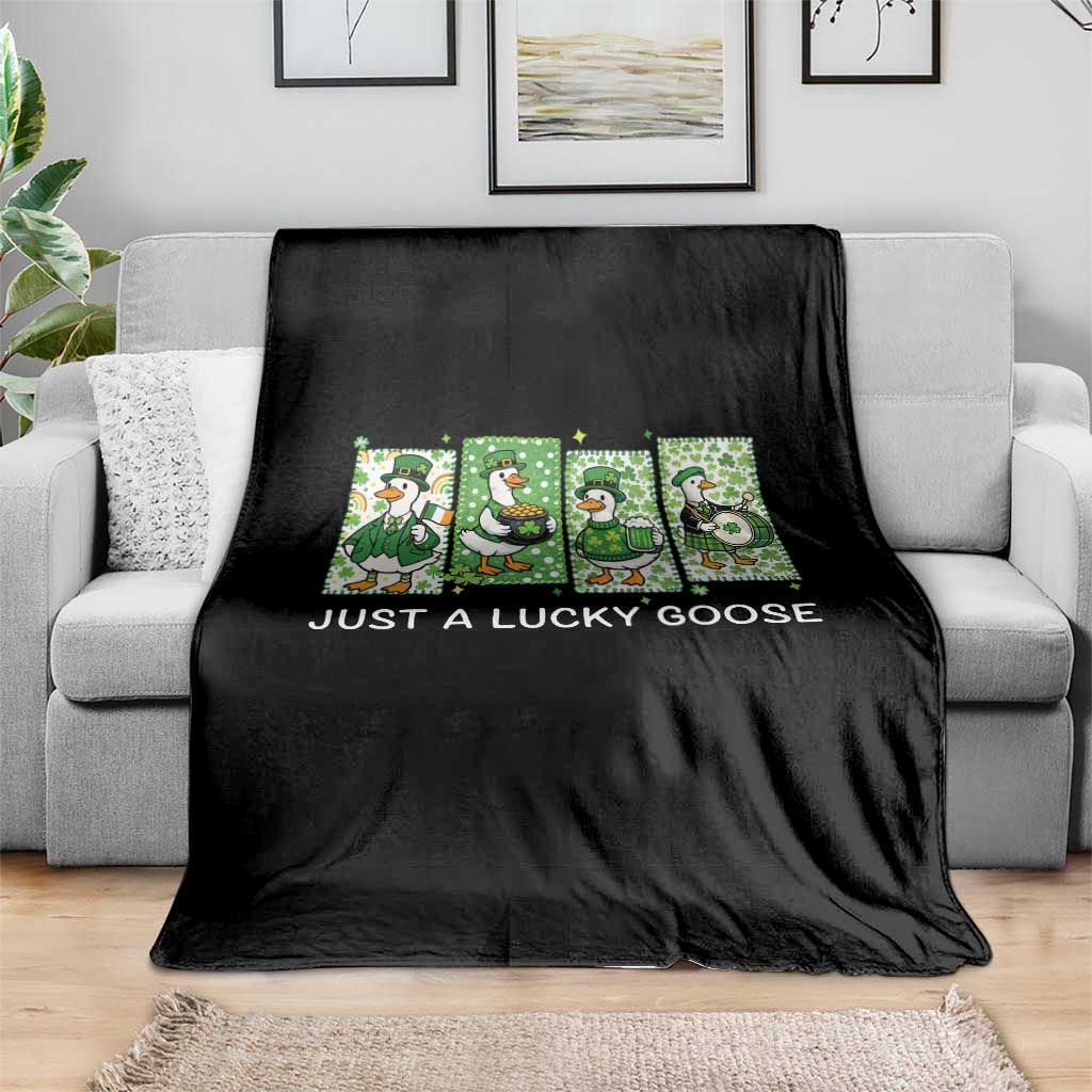 Just A Lucky Goose Throw Blanket Funny Irish Crew St Patricks Day