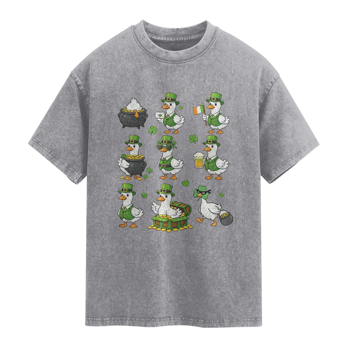 St Patricks Day Goose Crew Irish Celebration Washed Cotton T-Shirt