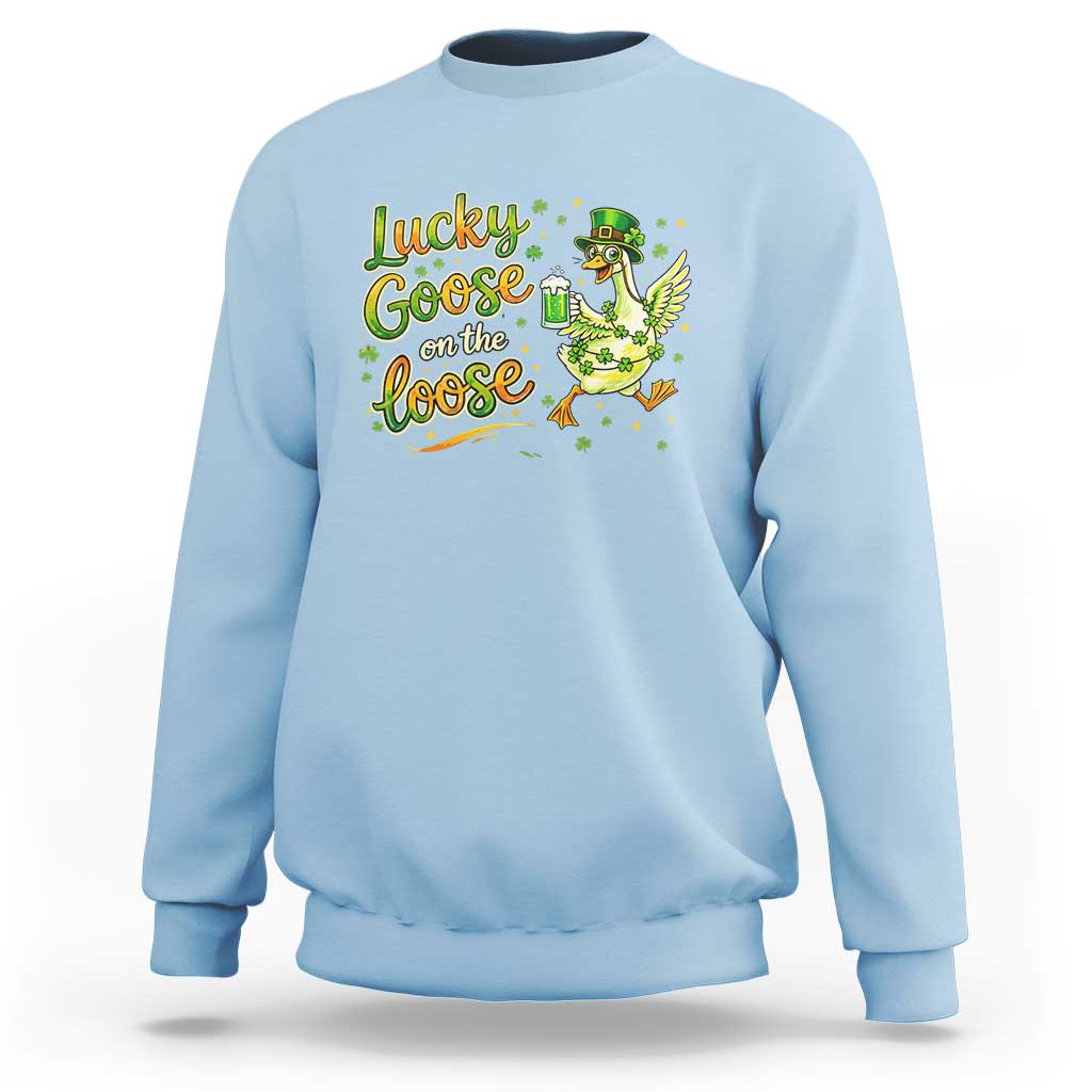 Retro Clover Duck Sweatshirt Lucky Goose On The Loose
