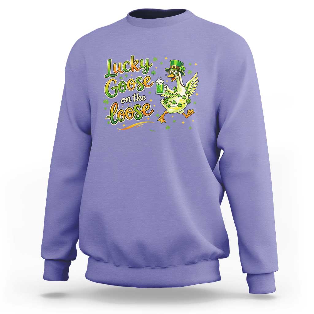 Retro Clover Duck Sweatshirt Lucky Goose On The Loose