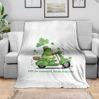 Funny Irish Frog Off To Commit Foolery Throw Blanket St Patricks Day Gift