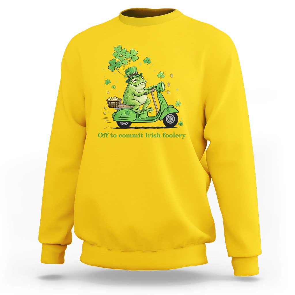 Funny Irish Frog Off To Commit Foolery Sweatshirt St Patricks Day Gift