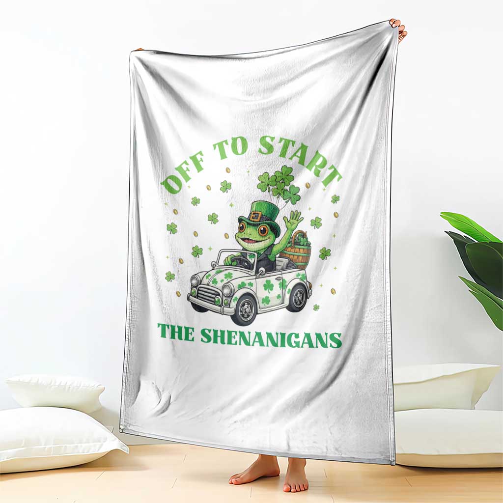 Off To Start The Shenanigans Throw Blanket St Patricks Day Frog