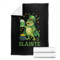 Funny Slainte Irish Frog Beer St Patricks Day Throw Blanket
