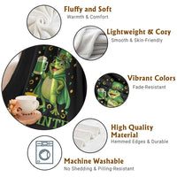 Funny Slainte Irish Frog Beer St Patricks Day Throw Blanket