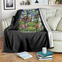 Funny Cryptid Starry Night Easter Throw Blanket Monster Lover Gift