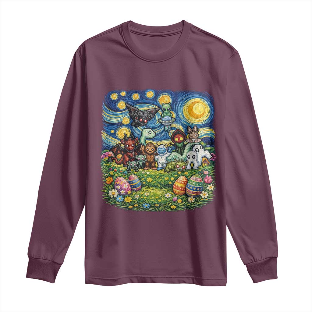 Funny Cryptid Starry Night Easter Long Sleeve Shirt Monster Lover Gift