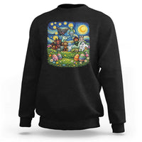 Funny Cryptid Starry Night Easter Sweatshirt Monster Lover Gift