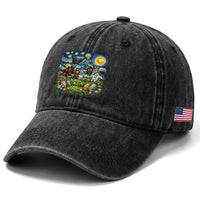 Funny Cryptid Starry Night Easter Washed Cotton Baseball Cap Monster Lover Gift