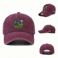 Funny Cryptid Starry Night Easter Washed Cotton Baseball Cap Monster Lover Gift