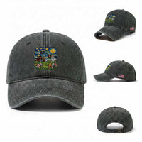 Funny Cryptid Starry Night Easter Washed Cotton Baseball Cap Monster Lover Gift